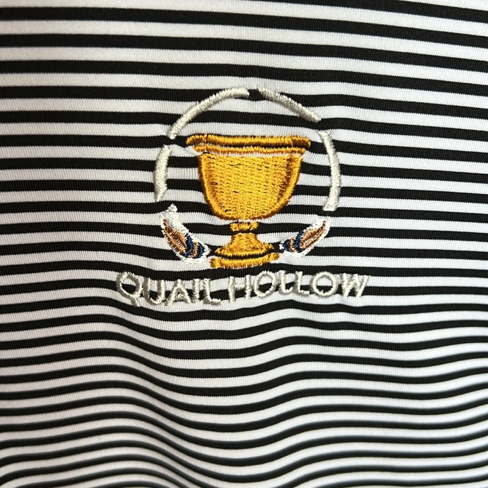 Peter Millar Quail Hollow Carolina CAT Stripe Black White Performance Polo XXL